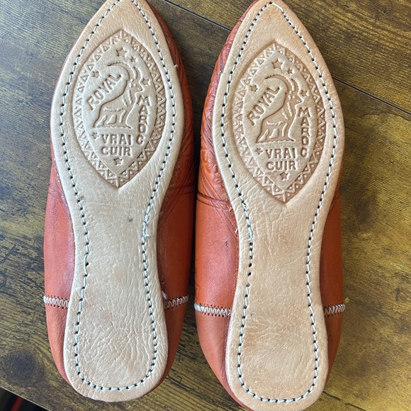 Handcrafted Leather slides clogs Shoes - Orange 41 - Picture 5 of 6